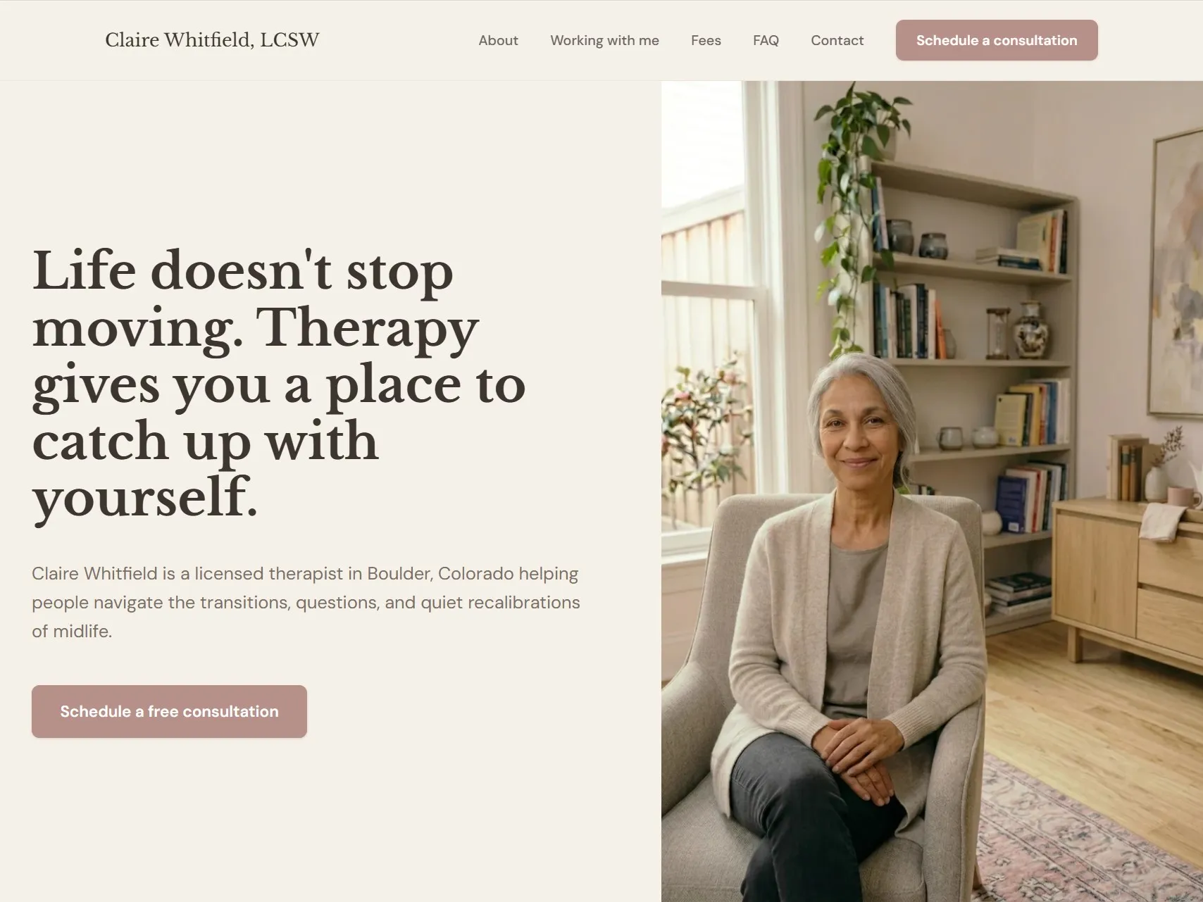Claire Whitfield Therapy website - solo practice demo by EMR Digital